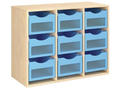 Zoom bild av MELAMINE CABINET H: 81 cm - L: 105 cm 9 wooden containers on rai
