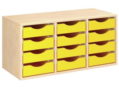 Zoom bild av MELAMINE CABINET H: 51 cm - L: 105 cm 12 wooden containers on ra