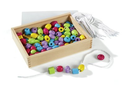 Zoom bild av BOX of wooden LACING BEADS Pastel colours
