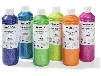 Zoom bild av Fluorescent GLITTER GOUACHE FLUORESCENT GLITTER 6 x 500 ml