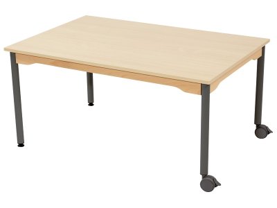 Zoom bild av MELAMINE TABLE TOP ? METAL LEGS WITH CASTORS ? 120x80 cm rectang