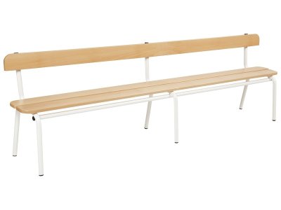 Zoom bild av METAL AND WOOD BENCH With backrest L: 200 cm 3 boards