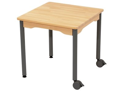 Zoom bild av NATURE SOLID BEECH TABLE - METAL LEGS WITH CASTORS 60x60 cm squ