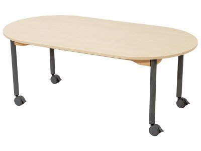 Zoom bild av LAMINATED TABLE TOP LEGS WITH CASTORS 150x80 cm oval