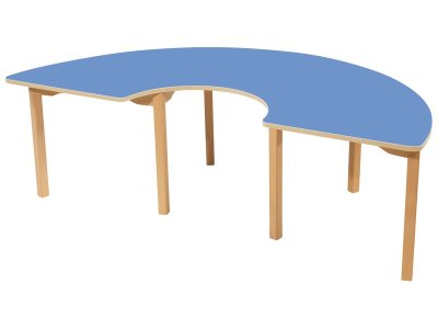 Zoom bild av LAMINATED TABLE TOP WOODEN LEGS 180x90 cm semi-circle