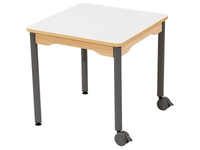 Zoom bild av LAMINATED TABLE TOP METAL LEGS WITH CASTORS 60x60 cm square