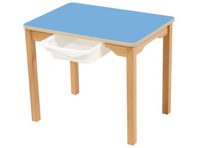 Zoom bild av LAMINATED TABLE TOP + TRAY WOODEN LEGS 70x50 cm rectangle