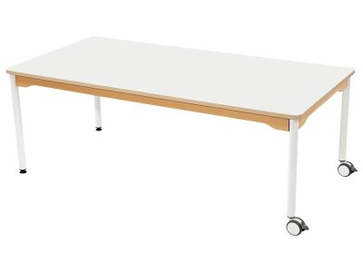 Zoom bild av LAMINATED TABLE TOP METAL LEGS WITH CASTORS 160x80 cm rectangl