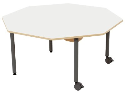 Zoom bild av LAMINATED TABLE TOP METAL LEGS WITH CASTORS Ø 120 cm octagon