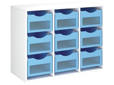 Zoom bild av MELAMINE CABINET H: 81 cm - L: 105 cm 9 wooden containers on rai
