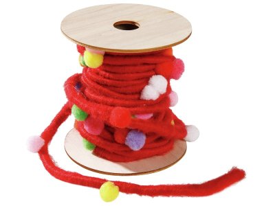 Zoom bild av CORD WITH POMPOMS Red