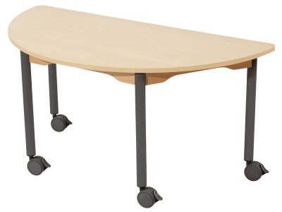 Zoom bild av LAMINATED TABLE TOP LEGS WITH CASTORS 120x60 cm semi-circle
