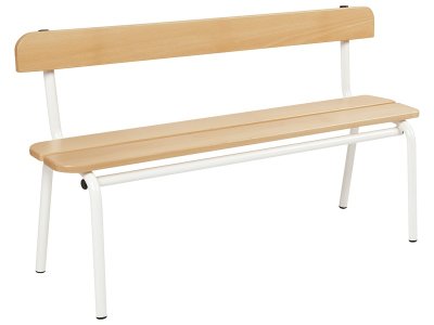 Zoom bild av METAL AND WOOD BENCH With backrest L: 120 cm 3 boards