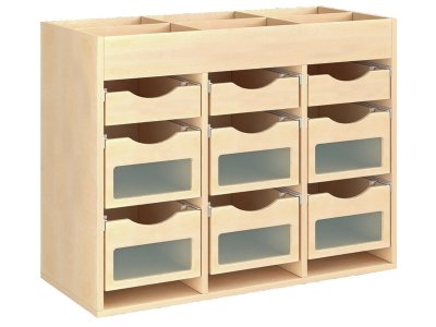 Zoom bild av MELAMINE CABINET H: 81 cm - L: 105 cm 9 wooden containers on rai