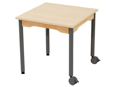 Zoom bild av MELAMINE TABLE TOP ? METAL LEGS WITH CASTORS ? 60x60 cm square