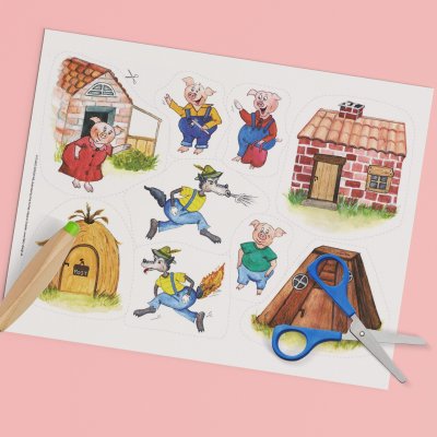 Zoom bild av Flanosaga Tre små grisarna 