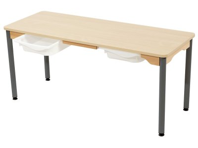 Zoom bild av LAMINATED TABLE TOP + TRAYS GREY METAL LEGS 130x50 cm rectangl