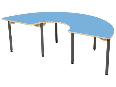 Zoom bild av LAMINATED TABLE TOP GREY METAL LEGS 180x90 cm semi-circle