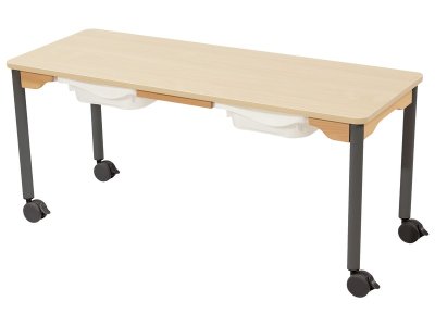 Zoom bild av LAMINATED TABLE TOP + TRAYS LEGS WITH CASTORS 130x50 cm rectan