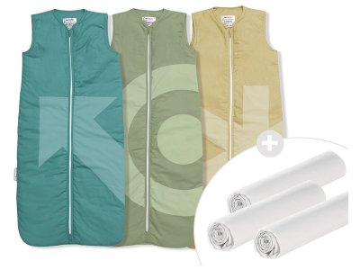Zoom bild av 3 COTTON SLEEPING BAGS + 3 JERSEY FITTED SHEETS