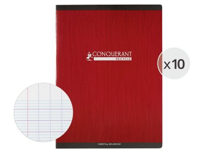 Zoom bild av SET OF 10 RECYCLED EXERCISE BOOKS 24x32 cm - 96 pages Séyès rule