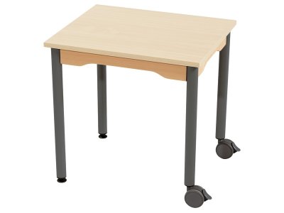 Zoom bild av MELAMINE TABLE TOP ? METAL LEGS WITH CASTORS ? 60x50 cm rectangl