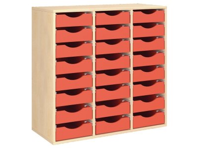 Zoom bild av MELAMINE CABINET H: 102 cm - L: 105 cm 24 wooden trays on rails
