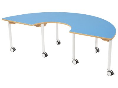 Zoom bild av LAMINATED TABLE TOP LEGS WITH CASTORS 180x90 cm semi-circle
