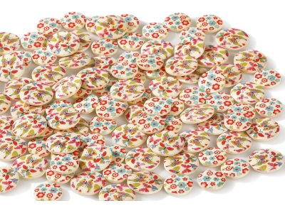 Zoom bild av Butterflies and flowers WOODEN BUTTONS