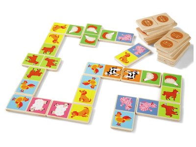 Zoom bild av WOODEN DOMINOES Farm animals