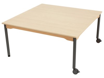 Zoom bild av MELAMINE TABLE TOP METAL LEGS WITH CASTORS 120x120 cm square
