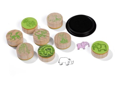 Zoom bild av BAMBINO WOODEN STAMPS + INK PAD Savanna