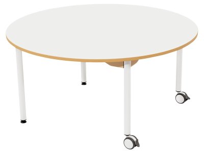 Zoom bild av LAMINATED TABLE TOP ? METAL LEGS WITH CASTORS ? Ø 120cm circle-S