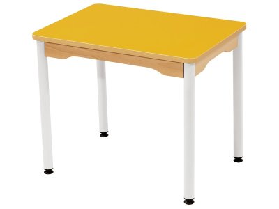 Zoom bild av LAMINATED TABLE TOP ? WHITE METAL LEGS ? 70x50cm rectangle - S4