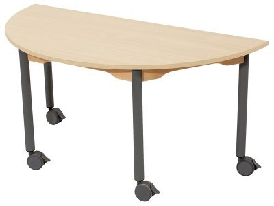 Zoom bild av MELAMINE TABLE TOP LEGS WITH CASTORS 120x60 cm semi-circle