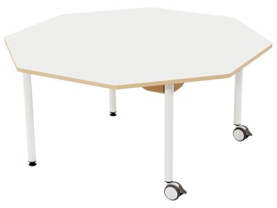 Zoom bild av LAMINATED TABLE TOP METAL LEGS WITH CASTORS Ø 120 cm octagon