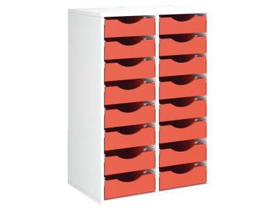 Zoom bild av MELAMINE CABINET H: 102 cm - L: 70.5 cm 16 wooden trays on rails
