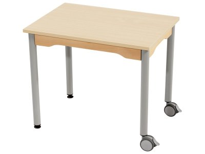Zoom bild av MELAMINE TABLE TOP ? METAL LEGS WITH CASTORS ? 70x50 cm rectangl