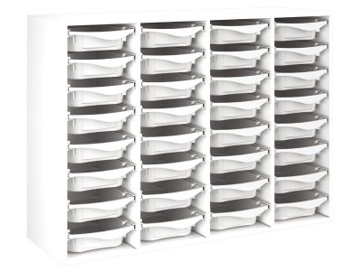 Zoom bild av MELAMINE CABINET H: 102 cm - L: 139 cm 32 plastic containers on
