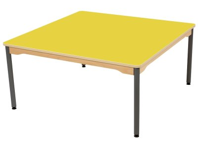 Zoom bild av LAMINATED TABLE TOP GREY METAL LEGS 120x120 cm square