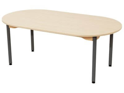 Zoom bild av LAMINATED TABLE TOP GREY METAL LEGS 150x80cm oval