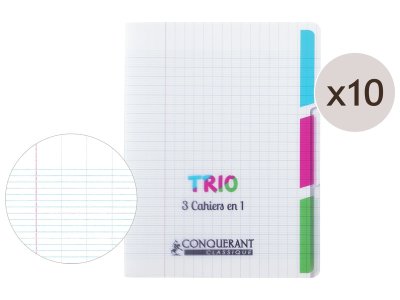 Zoom bild av SET OF 10 x 3-IN-1 POLYPRO INDEX EXERCISE BOOKS - 17x22 cm - 96