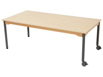 Zoom bild av MELAMINE TABLE TOP ? METAL LEGS WITH CASTORS ? 160x80 cm rectang