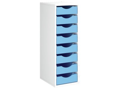 Zoom bild av MELAMINE CABINET H: 102 cm - L: 36 cm 8 wooden trays on rails