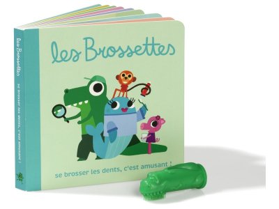 Zoom bild av FINGER TOOTHBRUSH AND BOOK SET Dinosaur