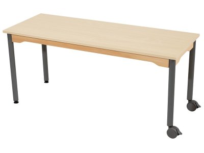 Zoom bild av MELAMINE TABLE TOP ? METAL LEGS WITH CASTORS ? 130x50 cm rectang