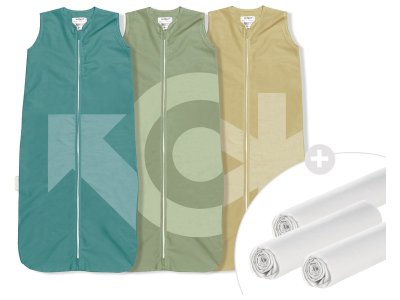 Zoom bild av 3 LARGE ULTRA-LIGHTWEIGHT SLEEPING BAGS + 3 JERSEY FITTED SHEETS