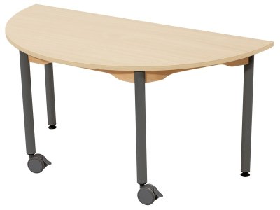 Zoom bild av MELAMINE TABLE TOP ? METAL LEGS WITH CASTORS ? 120x60 cm semi-ci