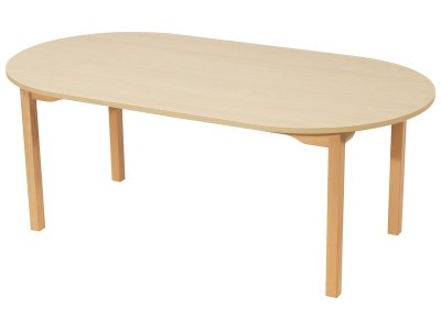 Zoom bild av LAMINATED TABLE TOP WOODEN LEGS 150x80 cm oval