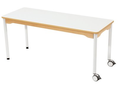 Zoom bild av LAMINATED TABLE TOP METAL LEGS WITH CASTORS 130x50 cm rectangl